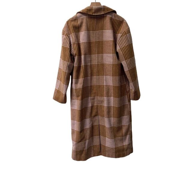 A New Day- Fall- Oversized- Plaid- Long-Button- Coat- Pink- Tan- Women’s -Small - Picture 2 of 12
